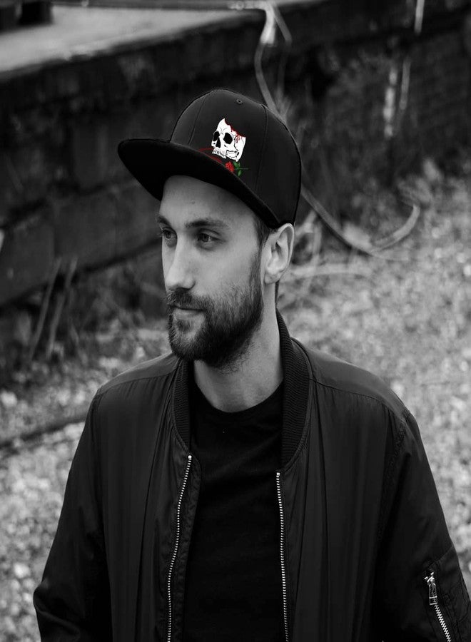 Tijeyi Horror Skull Rose Hat Fashion Reaper Grim Snapback Hats for Men Flat Bill Brim Snap Backpack Trucker Hats Adjustable Men's Horror Baseball Caps - Image 2